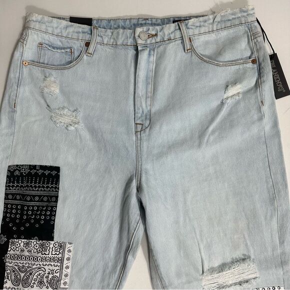 Blank NYC Womens The Madison Crop Distressed High Rise Patched Denim Pants Sz 32 - Picture 6 of 16